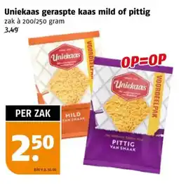 Poiesz Uniekaas geraspte kaas mild of pittig aanbieding
