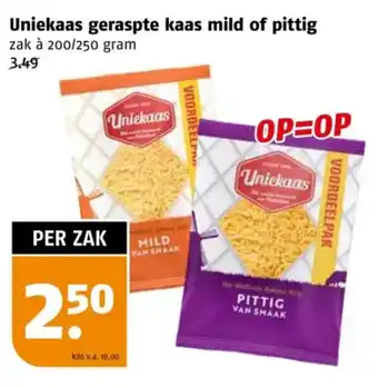 Poiesz Uniekaas geraspte kaas mild of pittig aanbieding