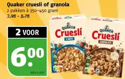 Poiesz Quaker cruesli of granola aanbieding