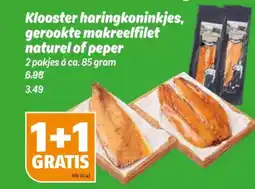 Poiesz Klooster haringkoninkjes, gerookte makreelfilet naturel of peper aanbieding