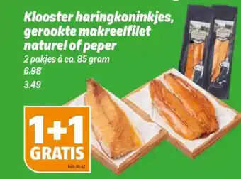 Poiesz Klooster haringkoninkjes, gerookte makreelfilet naturel of peper aanbieding