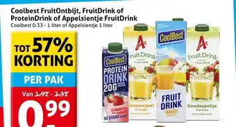 Hoogvliet Coolbest FruitOntbijt, FruitDrink of Protein Drink of Appelsientje FruitDrink aanbieding