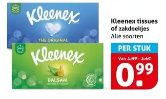 Hoogvliet Kleenex tissues of zakdoekjes aanbieding