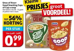 Hoogvliet Unox of Knorr Good Snacking Cups of Cup a soup aanbieding