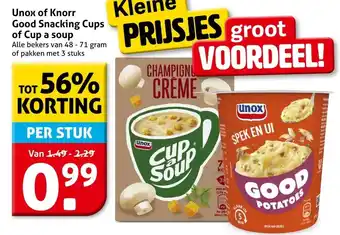 Hoogvliet Unox of Knorr Good Snacking Cups of Cup a soup aanbieding