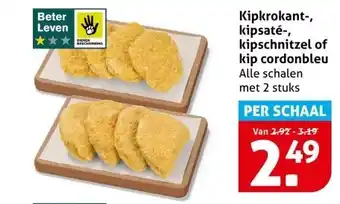 Hoogvliet Kipkrokant-, kipsaté-, kipschnitzel of kip cordonbleu aanbieding