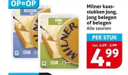 Hoogvliet Milner kaas- stukken jong, jong belegen of belegen aanbieding