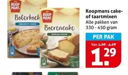 Hoogvliet Koopmans cake- of taartmixen aanbieding