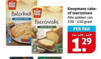 Hoogvliet Koopmans cake- of taartmixen aanbieding