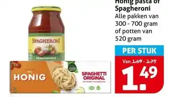 Hoogvliet Honig pasta of Spagheroni aanbieding