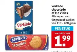 Hoogvliet Verkade chocolade of Mc Vities aanbieding