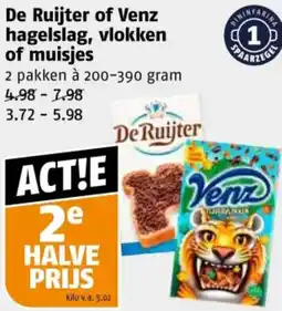 Poiesz De Ruijter of Venz hagelslag, vlokken of muisjes aanbieding