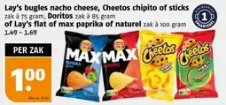 Poiesz Lay's bugles nacho cheese, Cheetos chipito of sticks, Doritos of Lay's flat of max paprika of naturel aanbieding