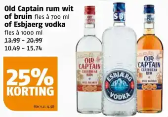 Poiesz Old Captain rum wit of bruin of Esbjaerg vodka aanbieding