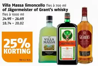 Poiesz Villa Massa limoncello of Jägermeister of Grant's whisky aanbieding