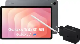 Coolblue Samsung Galaxy Tab S11 11 inch 128GB Wifi en 5G Grijs Enterprise Edition + Oplaadpakket aanbieding