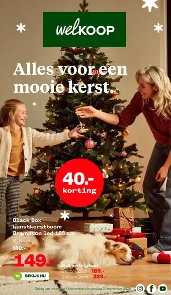 Welkoop Black Box kunstkerstboom Brampton led aanbieding