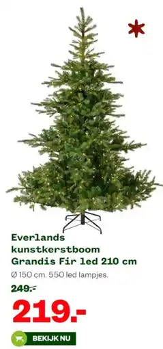 Welkoop Everlands kunstkerstboom Grandis Fir led 210 cm aanbieding