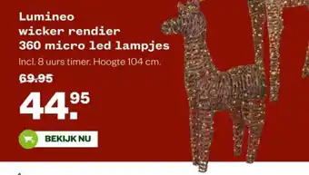Welkoop Lumineo wicker rendier 360 micro led lampjes aanbieding