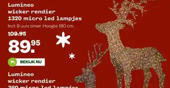 Welkoop Lumineo wicker rendier 1320 micro led lampjes aanbieding