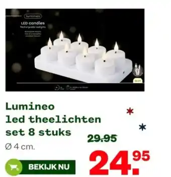 Welkoop lumineo led theelichten set 8 stuks aanbieding