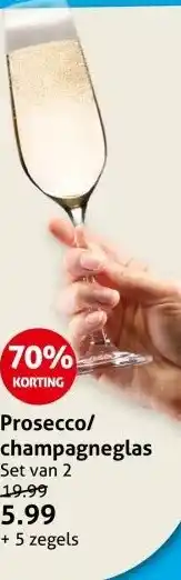 Hoogvliet Prosecco/ champagneglas aanbieding