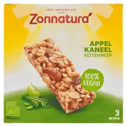 Dekamarkt Zonnatura Biologische notenreep appel kaneel 3 stuks aanbieding