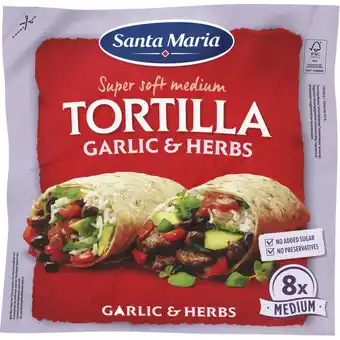 Dekamarkt Santa Maria Tortilla garlic-herbs 8 stuks aanbieding