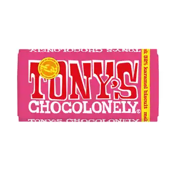 Dekamarkt Tony's Chocolonely Chocolonely melk karamel biscuit aanbieding