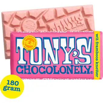 Dekamarkt Tony's Chocolonely wit framboos knettsersuiker aanbieding
