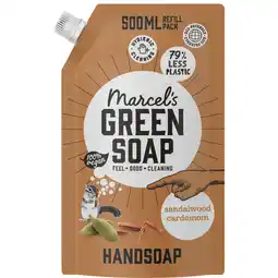 Dekamarkt Marcel's Green Soap Handzeep refill sandelhout & kardemom aanbieding