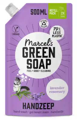 Dekamarkt Green Soap Vloeibare zeeppomp navulling lavender & rosemary aanbieding