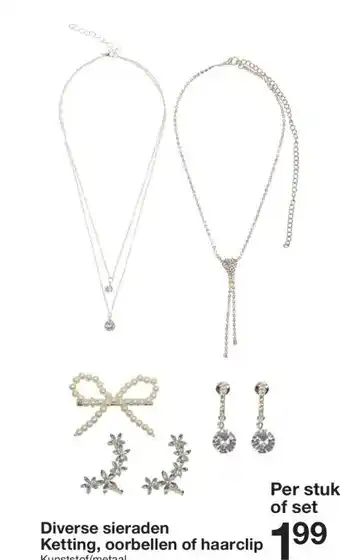 Zeeman Ketting, oorbellen of haarclip aanbieding