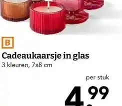 Blokker Cadeaukaarsje in glas aanbieding