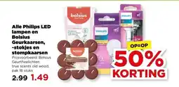 PLUS Alle Philips LED lampen en Bolsius Geurkaarsen,-stokjes en stompkaarsen aanbieding