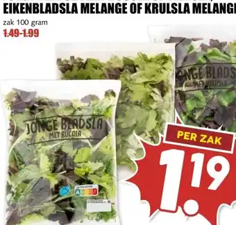 MCD Supermarkt JONGE BLADSLA MET RUCOLA OF VELDSLA, EIKENBLADSLA MELANGE OF KRULSLA MELANGE aanbieding