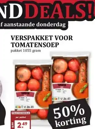 MCD Supermarkt VERSPAKKET VOOR TOMATENSOEP aanbieding