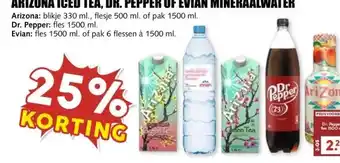 MCD Supermarkt ARIZONA ICED TEA, DR. PEPPER OF EVIAN MINERAALWATER aanbieding