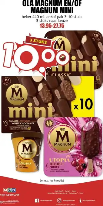 MCD Supermarkt OLA MAGNUM EN/OF MAGNUM MINI aanbieding