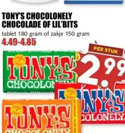 MCD Supermarkt TONY'S CHOCOLONELY CHOCOLADE OF LIL'BITS aanbieding