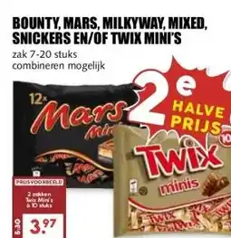 MCD Supermarkt BOUNTY, MARS, MILKYWAY, MIXED, SNICKERS EN/OF TWIX MINI'S aanbieding