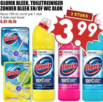 MCD Supermarkt GLORIX BLEEK, TOILETREINIGER ZONDER BLEEK EN/OF WC BLOK aanbieding