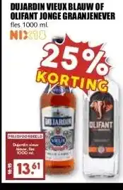 MCD Supermarkt DUJARDIN VIEUX BLAUW OF OLIFANT JONGE GRAANJENEVER aanbieding