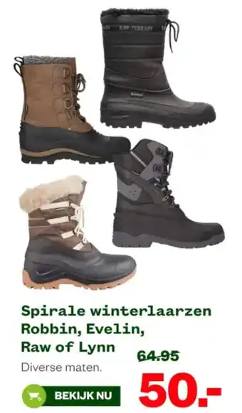 Welkoop Spirale winterlaarzen Robbin, Evelin, Raw of Lynn aanbieding