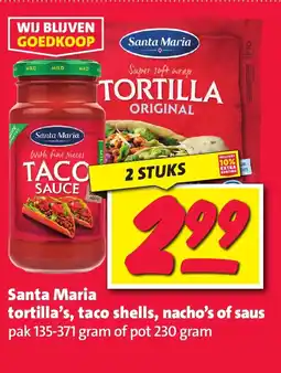 Nettorama Santa Maria tortilla's, taco shells, nacho's of saus aanbieding