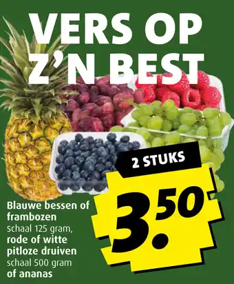 Boni Blauwe bessen of frambozen rode of witte pitloze druiven of ananas aanbieding