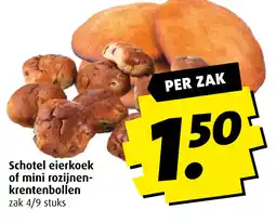 Boni Schotel eierkoek of mini rozijnen- krentenbollen aanbieding