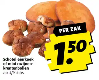 Boni Schotel eierkoek of mini rozijnen- krentenbollen aanbieding