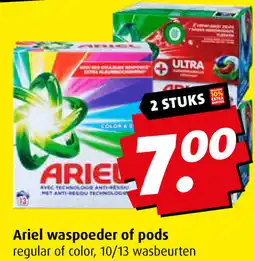 Boni Ariel waspoeder of pods aanbieding