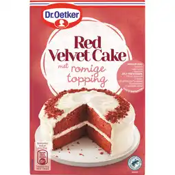 Jumbo Dr. Oetker Red Velvet Cake met Romige Taart Topping Bakmix 293 g aanbieding